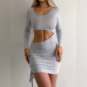 Zaful Space Dye Cut Out Cinched Side Slinky Dress